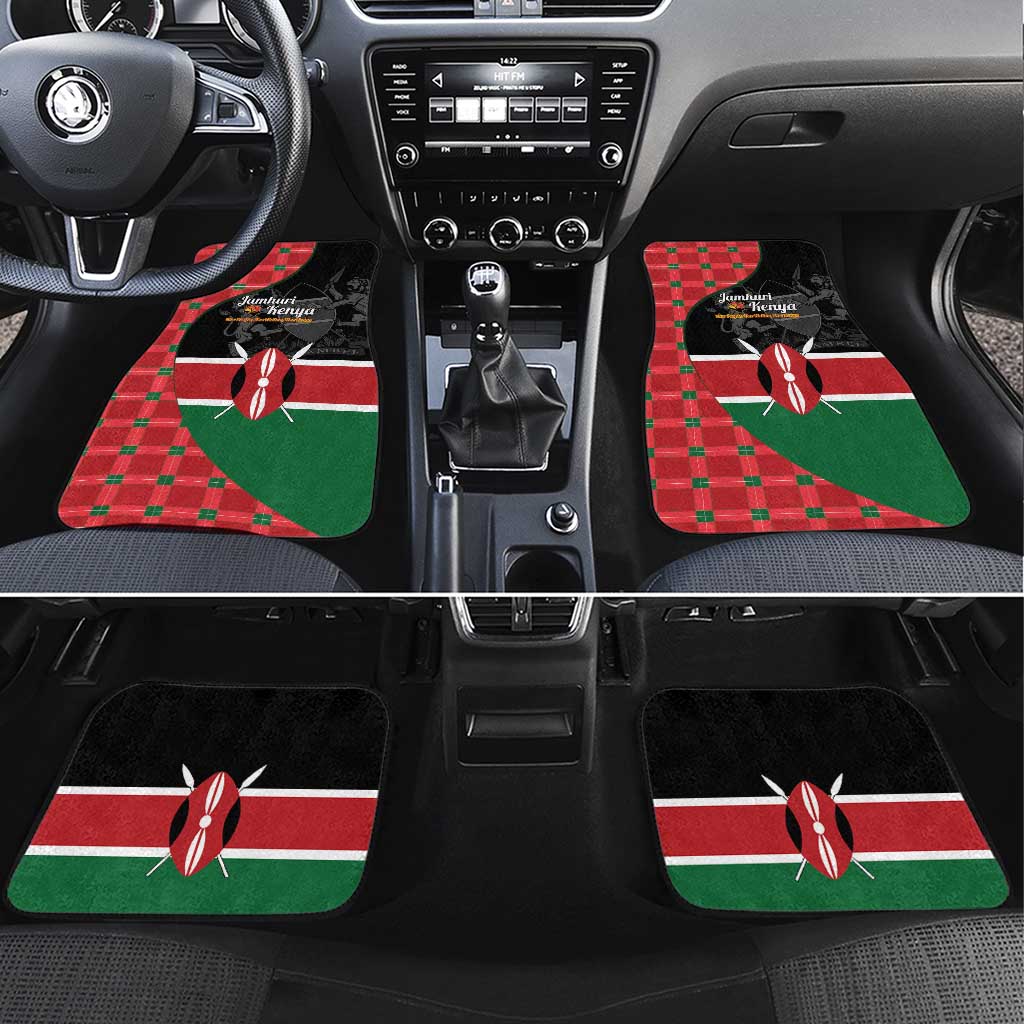 Afro Jamhuri ya Kenya Car Mats One People One Nation Massai Shuka Pattern - African Pride