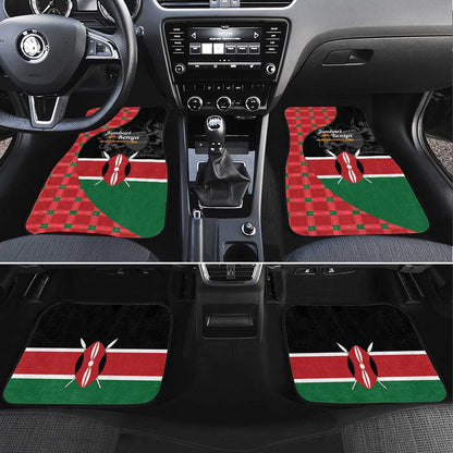 Afro Jamhuri ya Kenya Car Mats One People One Nation Massai Shuka Pattern - African Pride