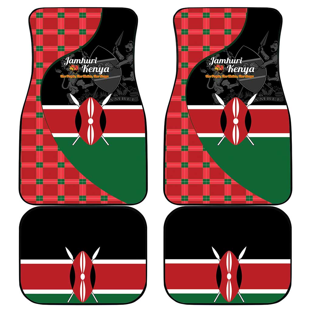 Afro Jamhuri ya Kenya Car Mats One People One Nation Massai Shuka Pattern - African Pride