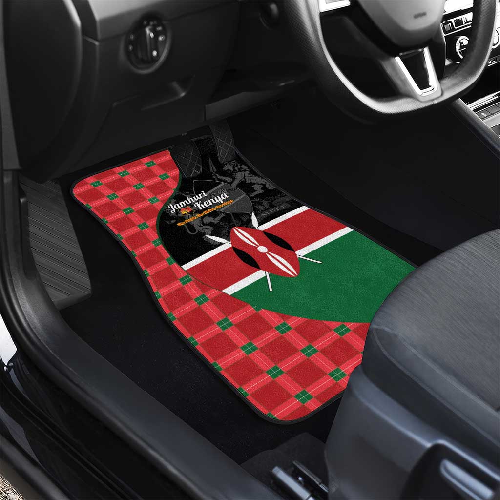 Afro Jamhuri ya Kenya Car Mats One People One Nation Massai Shuka Pattern - African Pride