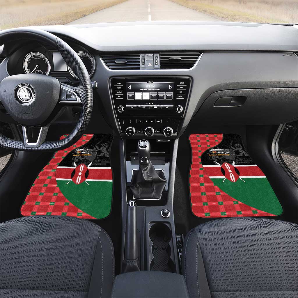 Afro Jamhuri ya Kenya Car Mats One People One Nation Massai Shuka Pattern - African Pride