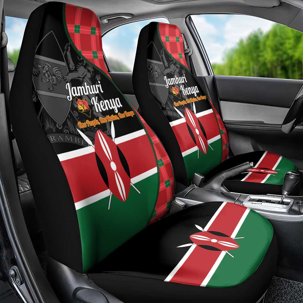 Afro Jamhuri ya Kenya Car Seat Cover One People One Nation Massai Shuka Pattern - African Pride