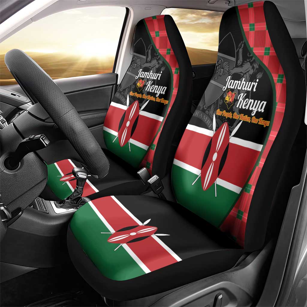 Afro Jamhuri ya Kenya Car Seat Cover One People One Nation Massai Shuka Pattern - African Pride