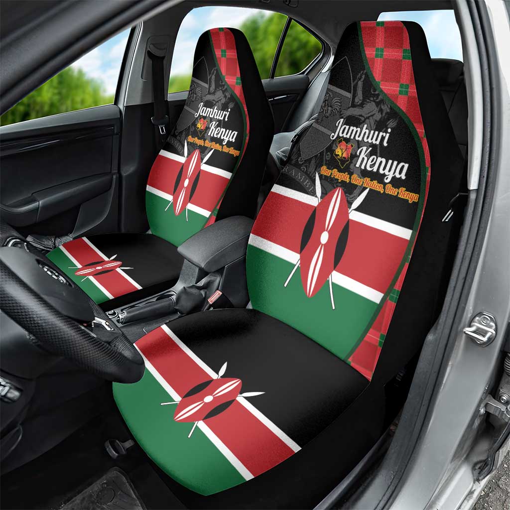 Afro Jamhuri ya Kenya Car Seat Cover One People One Nation Massai Shuka Pattern - African Pride