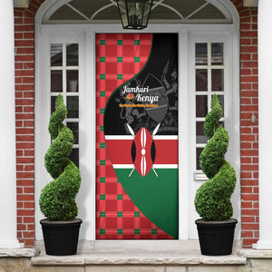 Kenya Jamhuri Day Door Cover One People One Nation Massai Shuka Pattern