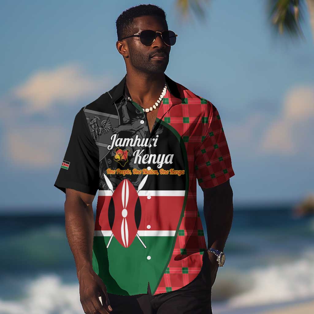 Afro Jamhuri ya Kenya Hawaiian Shirt One People One Nation Massai Shuka Pattern - African Pride