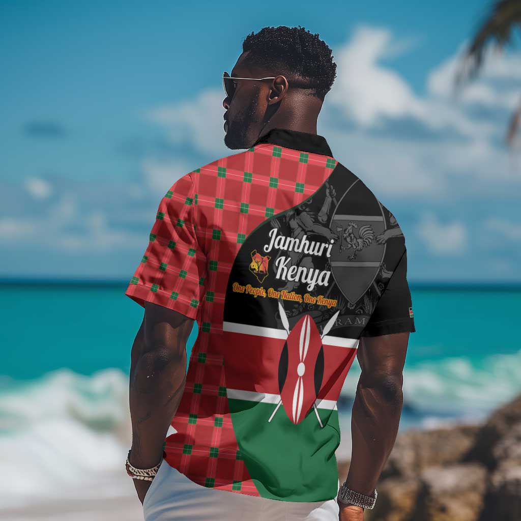 Afro Jamhuri ya Kenya Hawaiian Shirt One People One Nation Massai Shuka Pattern - African Pride