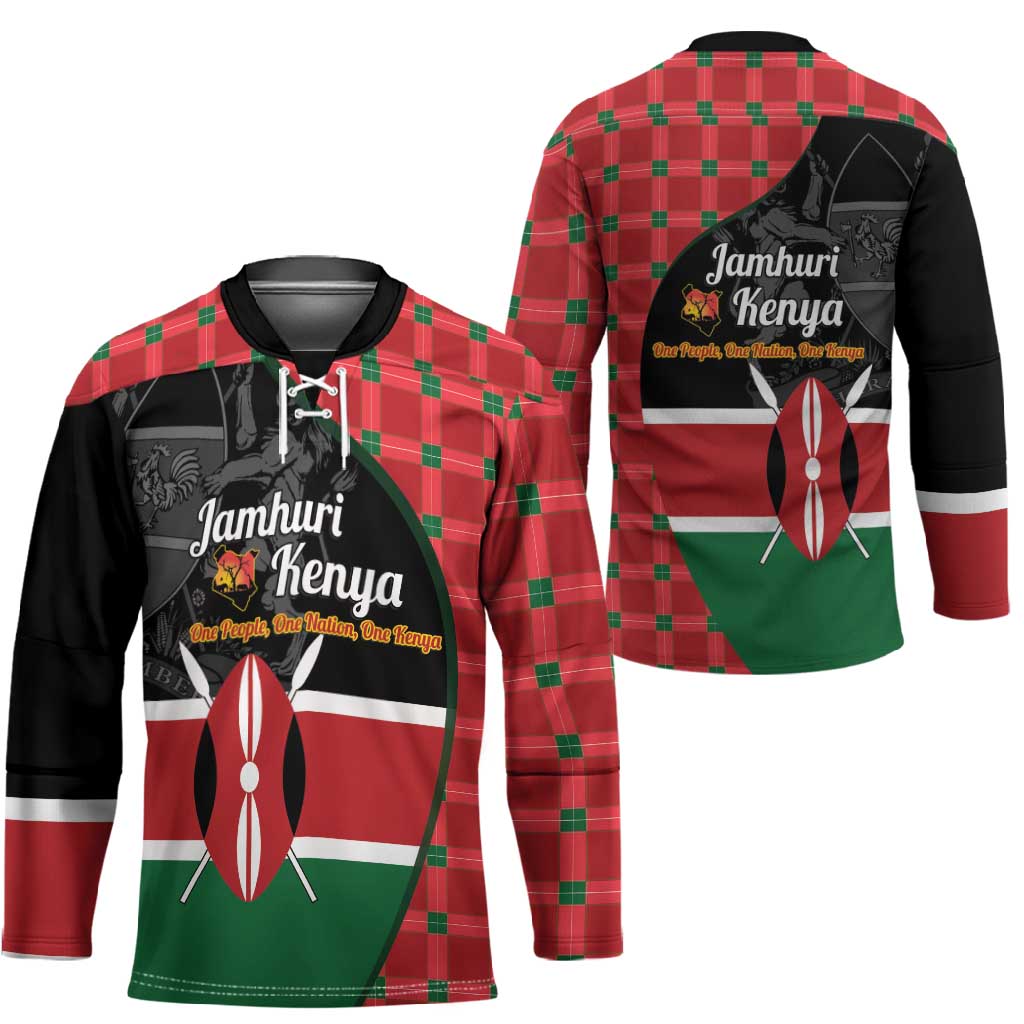 Kenya Jamhuri Day Hockey Jersey One People One Nation Massai Shuka Pattern