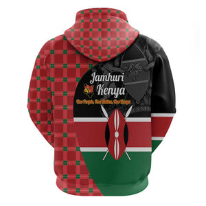 Afro Jamhuri ya Kenya Hoodie One People One Nation Massai Shuka Pattern - African Pride