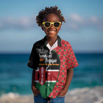 Afro Jamhuri ya Kenya Kid Hawaiian Shirt One People One Nation Massai Shuka Pattern - African Pride