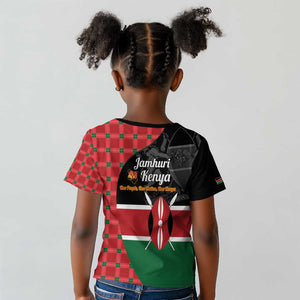Afro Jamhuri ya Kenya Kid T shirt One People One Nation Massai Shuka Pattern - African Pride