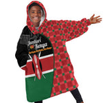 Afro Jamhuri ya Kenya Kid Wearable Blanket Hoodie One People One Nation Massai Shuka Pattern - African Pride