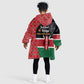 Afro Jamhuri ya Kenya Kid Wearable Blanket Hoodie One People One Nation Massai Shuka Pattern - African Pride