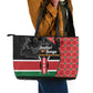 Afro Jamhuri ya Kenya Leather Tote Bag One People One Nation Massai Shuka Pattern - African Pride