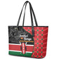 Afro Jamhuri ya Kenya Leather Tote Bag One People One Nation Massai Shuka Pattern - African Pride
