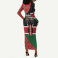 Afro Jamhuri ya Kenya Long Sleeve Bodycon Dress One People One Nation Massai Shuka Pattern - African Pride