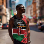 Afro Jamhuri ya Kenya Men Tank Top One People One Nation Massai Shuka Pattern - African Pride