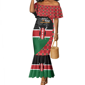 Afro Jamhuri ya Kenya Mermaid Dress One People One Nation Massai Shuka Pattern - African Pride