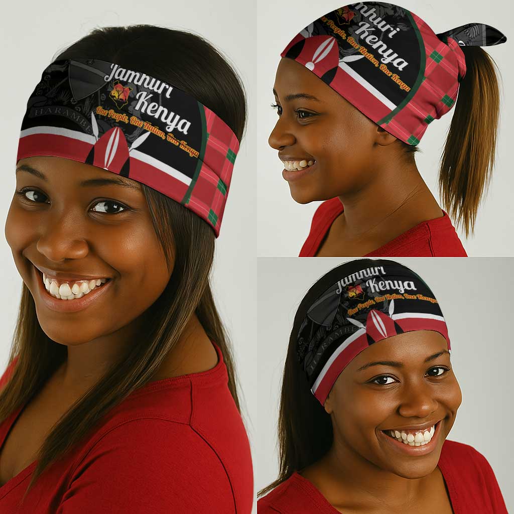 Afro Jamhuri ya Kenya Neck Gaiter One People One Nation Massai Shuka Pattern - African Pride