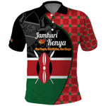 Afro Jamhuri ya Kenya Polo Shirt One People One Nation Massai Shuka Pattern - African Pride