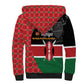 Afro Jamhuri ya Kenya Sherpa Hoodie One People One Nation Massai Shuka Pattern - African Pride