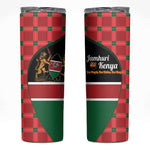 Afro Jamhuri ya Kenya Skinny Tumbler One People One Nation Massai Shuka Pattern - African Pride