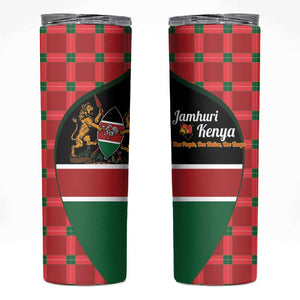 Afro Jamhuri ya Kenya Skinny Tumbler One People One Nation Massai Shuka Pattern - African Pride