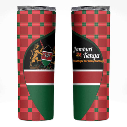 Afro Jamhuri ya Kenya Skinny Tumbler One People One Nation Massai Shuka Pattern - African Pride