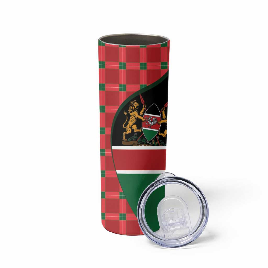 Afro Jamhuri ya Kenya Skinny Tumbler One People One Nation Massai Shuka Pattern - African Pride