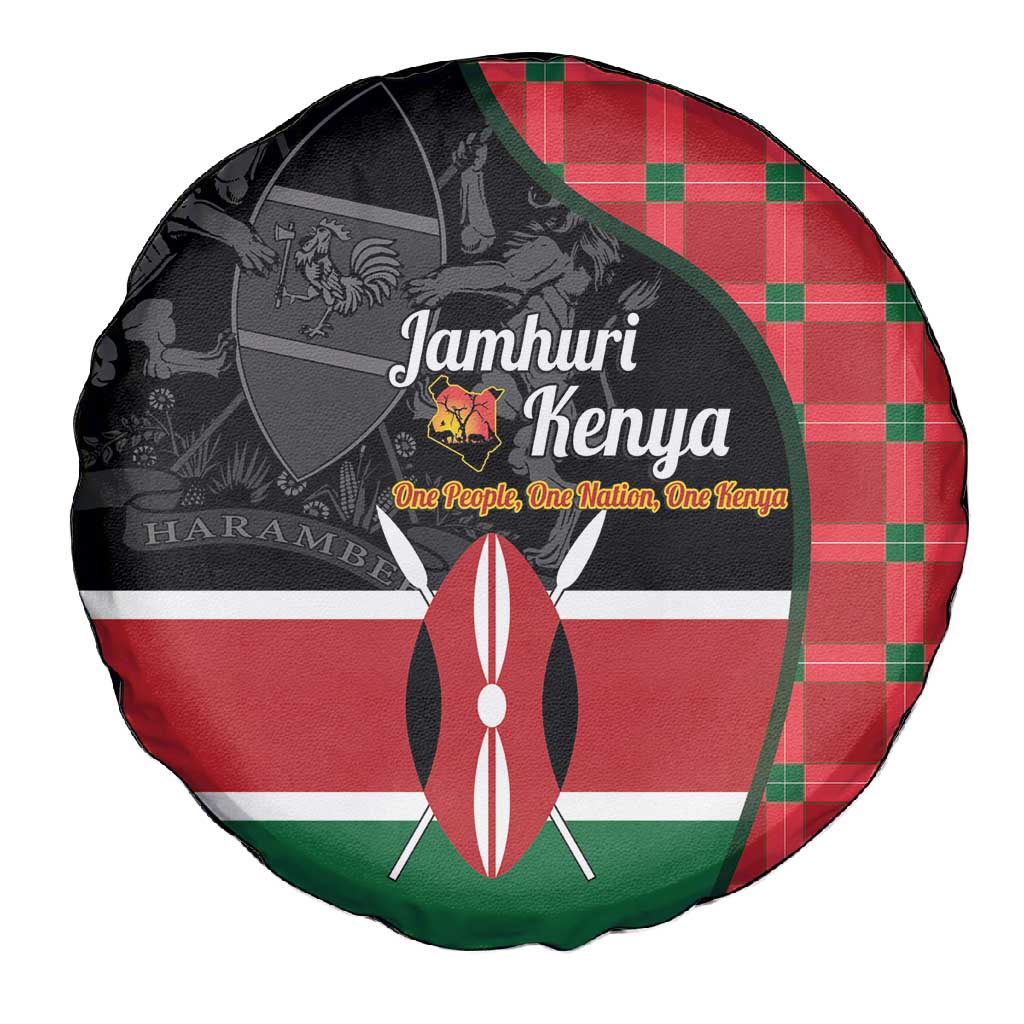 Afro Jamhuri ya Kenya Spare Tire Cover One People One Nation Massai Shuka Pattern - African Pride