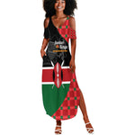 Afro Jamhuri ya Kenya Summer Maxi Dress One People One Nation Massai Shuka Pattern - African Pride
