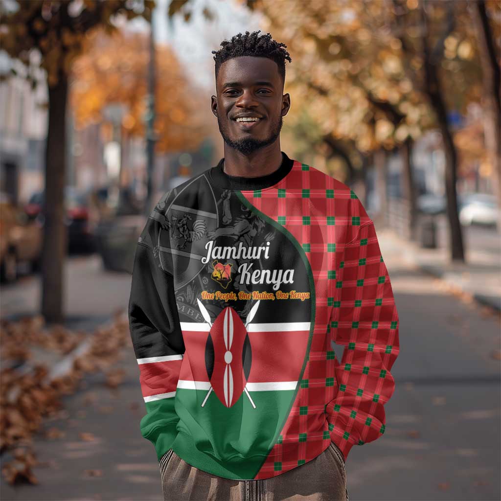 Afro Jamhuri ya Kenya Sweatshirt One People One Nation Massai Shuka Pattern - African Pride