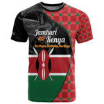 Afro Jamhuri ya Kenya T shirt One People One Nation Massai Shuka Pattern - African Pride