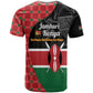 Afro Jamhuri ya Kenya T shirt One People One Nation Massai Shuka Pattern LT14
