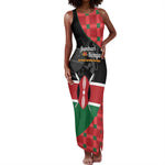 Afro Jamhuri ya Kenya Tank Maxi Dress One People One Nation Massai Shuka Pattern - African Pride