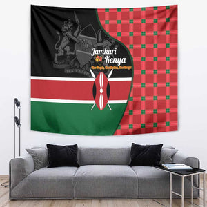 Afro Jamhuri ya Kenya Tapestry One People One Nation Massai Shuka Pattern - African Pride