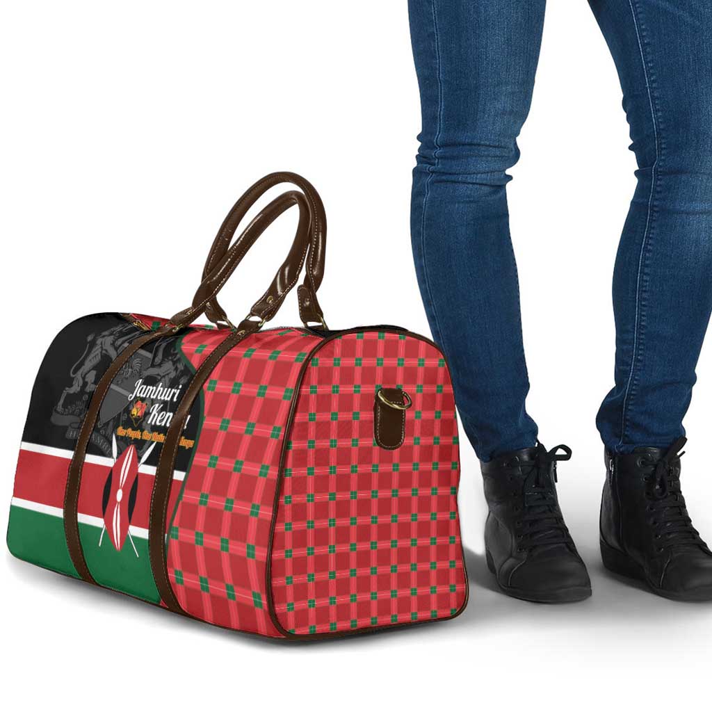 Kenya Jamhuri Day Travel Bag One People One Nation Massai Shuka Pattern