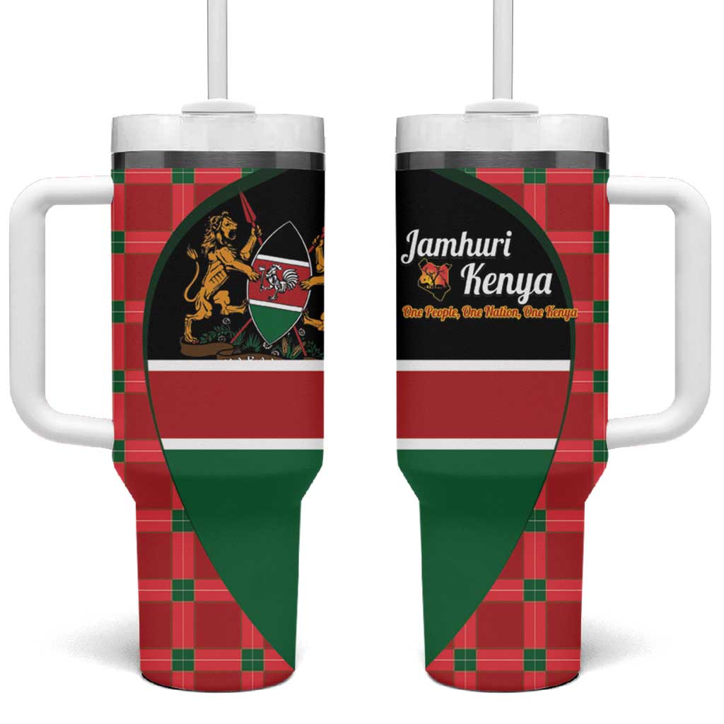 Afro Jamhuri ya Kenya Tumbler With Handle One People One Nation Massai Shuka Pattern - African Pride
