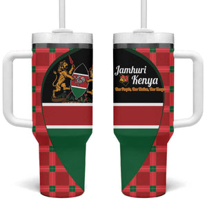 Afro Jamhuri ya Kenya Tumbler With Handle One People One Nation Massai Shuka Pattern - African Pride