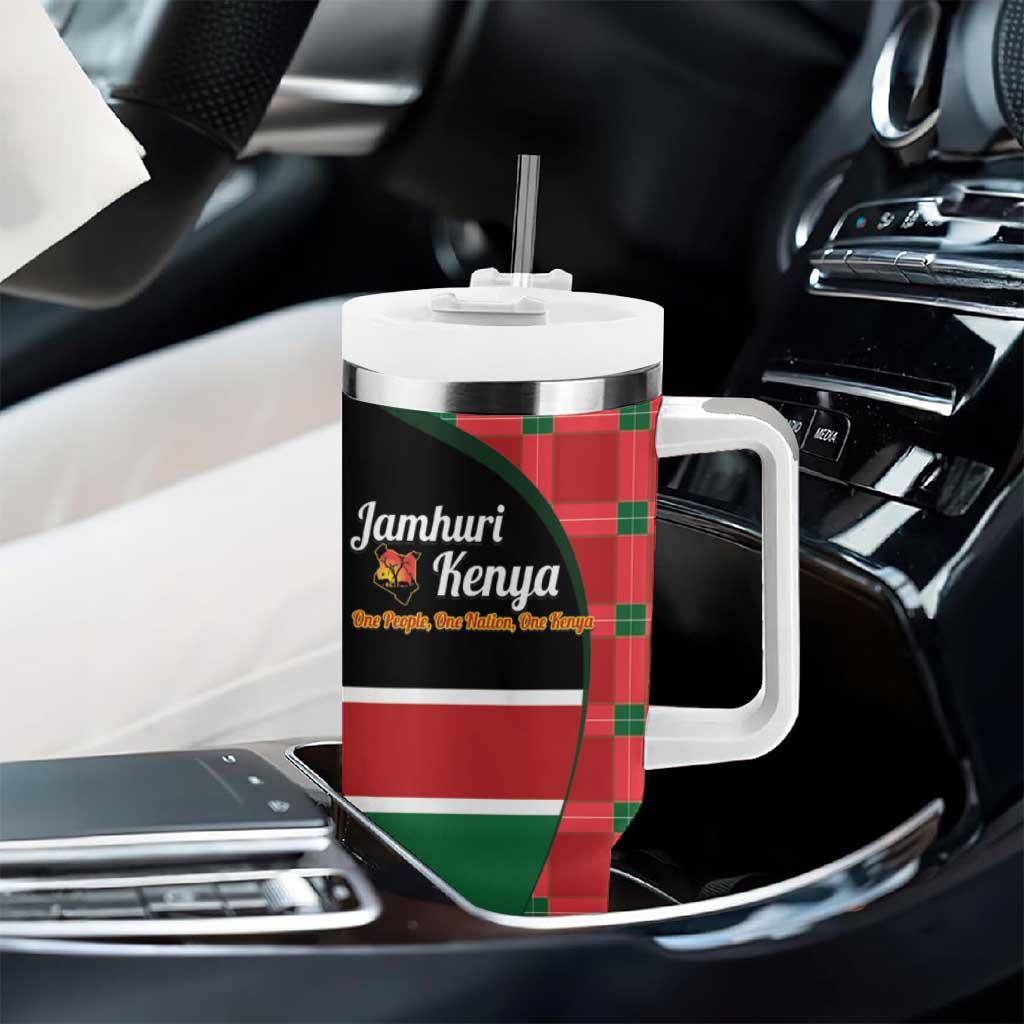 Afro Jamhuri ya Kenya Tumbler With Handle One People One Nation Massai Shuka Pattern - African Pride