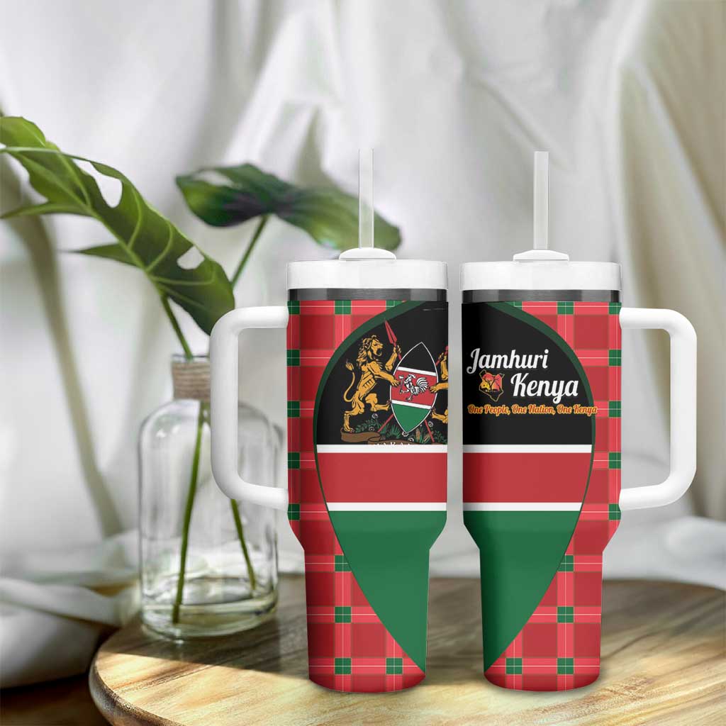 Afro Jamhuri ya Kenya Tumbler With Handle One People One Nation Massai Shuka Pattern - African Pride
