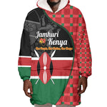 Afro Jamhuri ya Kenya Wearable Blanket Hoodie One People One Nation Massai Shuka Pattern - African Pride