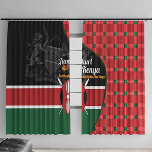 Afro Jamhuri ya Kenya Window Curtain One People One Nation Massai Shuka Pattern - African Pride