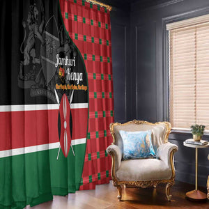 Afro Jamhuri ya Kenya Window Curtain One People One Nation Massai Shuka Pattern - African Pride