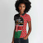 Afro Jamhuri ya Kenya Women Polo Shirt One People One Nation Massai Shuka Pattern - African Pride
