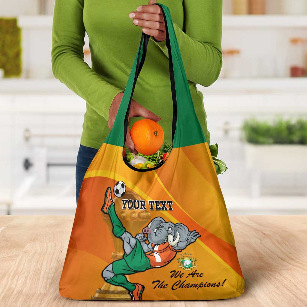 Custom Ivory Coast Football Grocery Bag 2024 Mascot With Champions Trophy