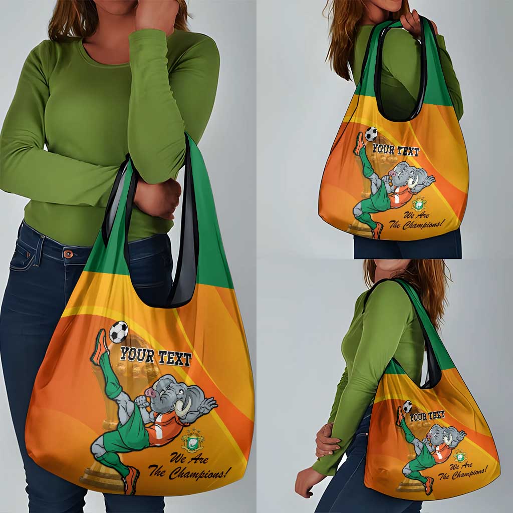 Custom Ivory Coast Football Grocery Bag 2024 Mascot With Champions Trophy