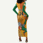Custom Ivory Coast Football Long Sleeve Bodycon Dress 2024 Mascot With Champions Trophy LT14