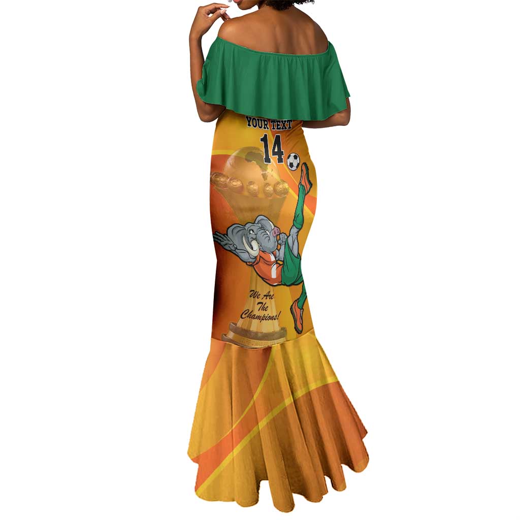 Custom Ivory Coast Football Mermaid Dress 2024 Mascot With Champions Trophy