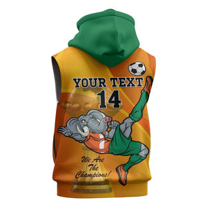 Custom Ivory Coast Football Sleeveless Zip Hoodie 2024 Mascot With Champions Trophy - African Pride